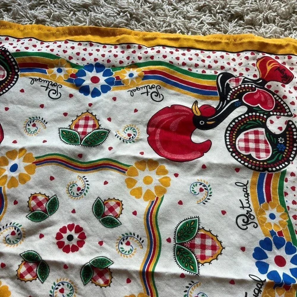 Vintage Portugal Souvenir Tea Kitchen Towel 100% Cotton Colorful Vintage 27x25